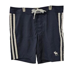 ABERCROMBIE & FITCH RANNEY TRAIL SWIM BOARD SHORTS NAVY BLUE MENS SIZE LARGE